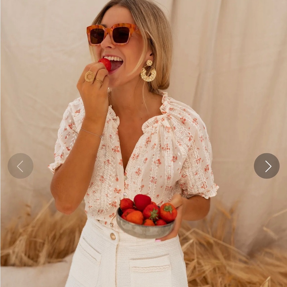 NWT Puff Sleeve Button Down Short Sleeve Shirt